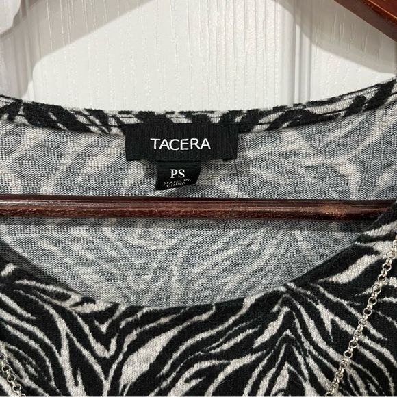 Tacera black and cream 3/4 sleeve dress with removable necklace size small - Picture 6 of 12